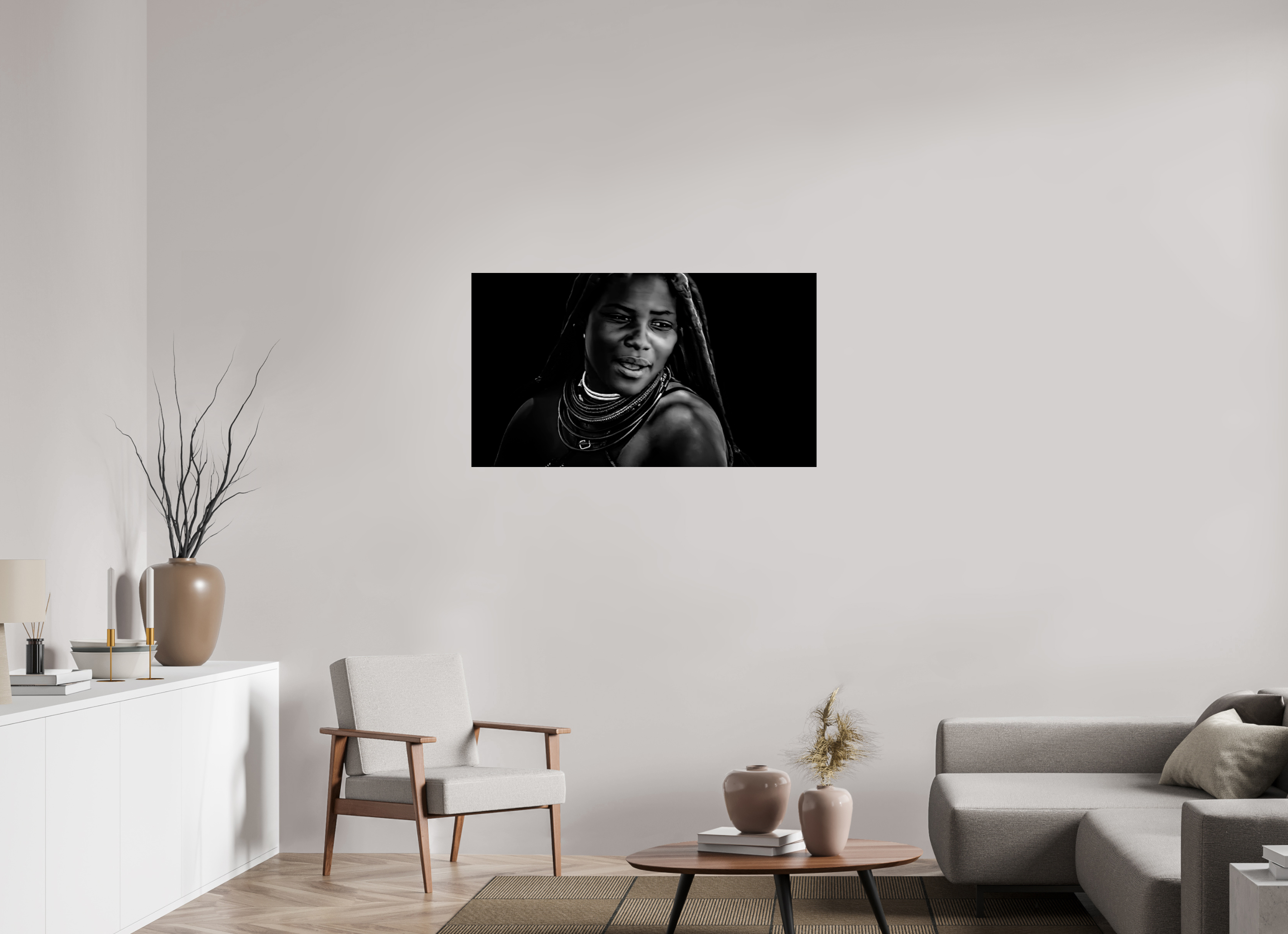 112 x 63 cm, FineArt Pearl „Himba-Frau“ auf strukturiertem Hahnemühle Fine Art-Papier (Nur als Print / Druck)