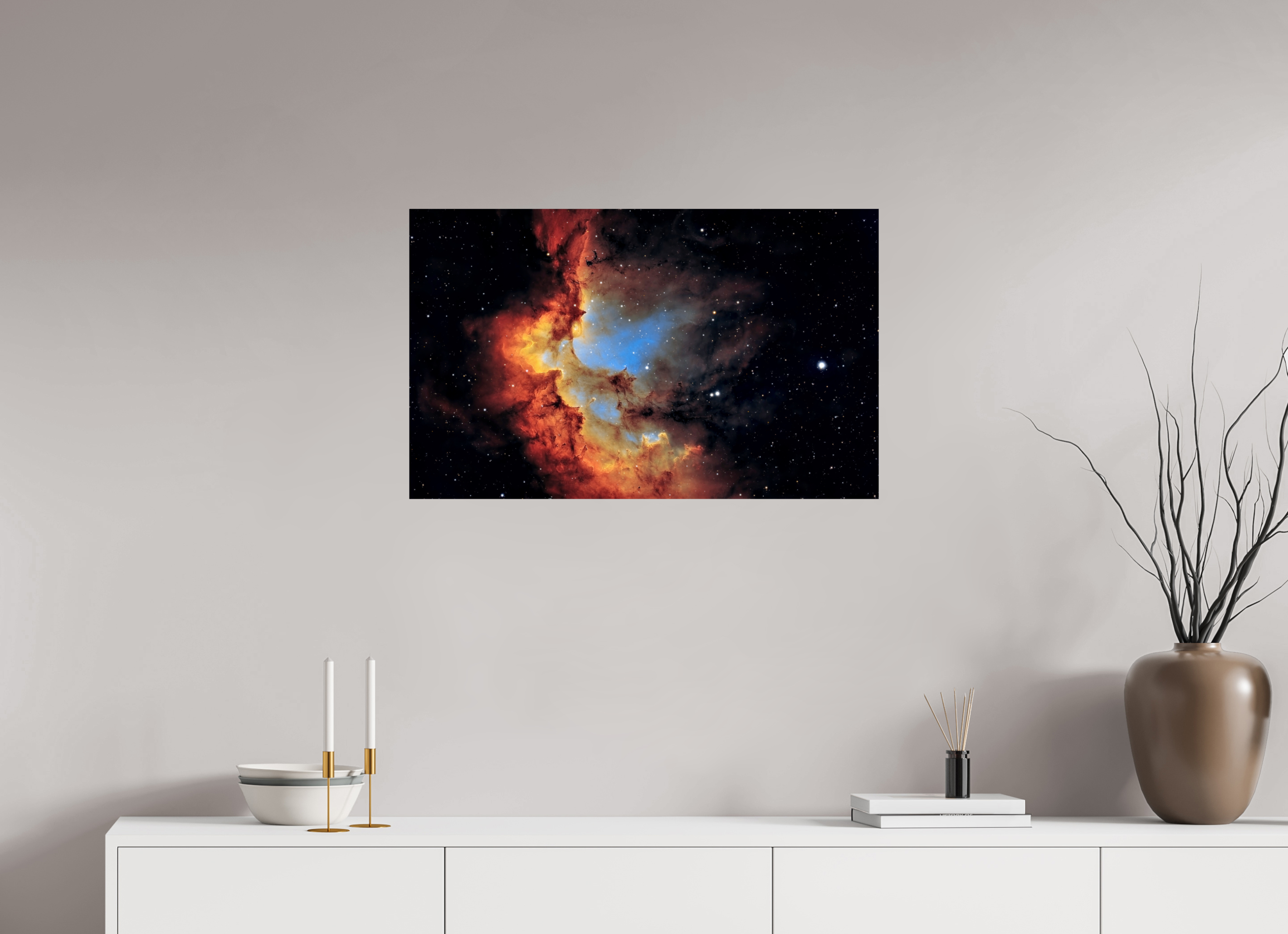 80,9 x 50 cm, FineArt Perl Der Zauberer-Nebel (NGC 7380) auf strukturiertem Hahnemühle Fine Art-Papier (nur gedrucktes Format)