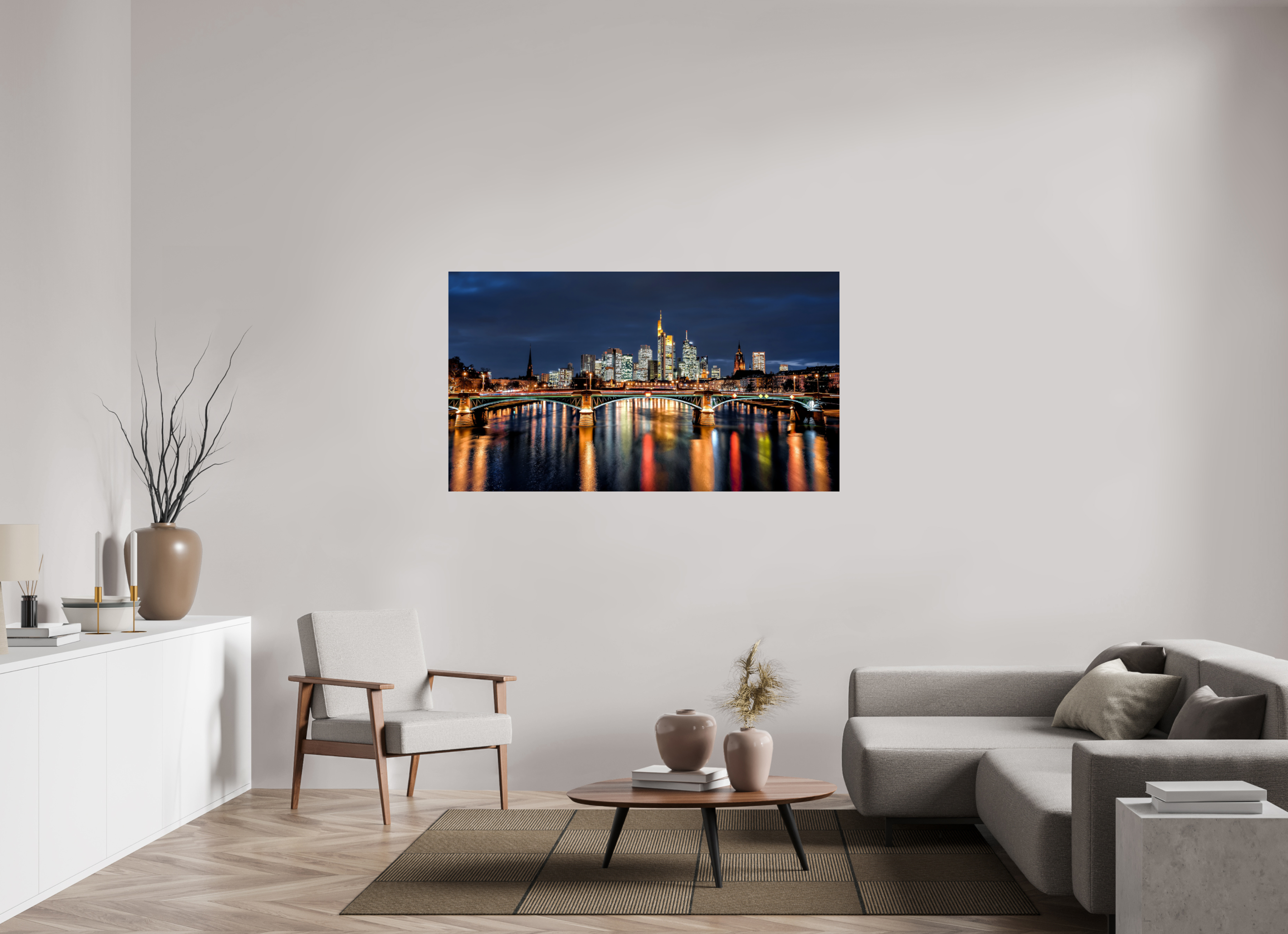 160 x 90 cm, FineArt Pearl "Frankfurt am Main" auf strukturiertem Hahnemühle Fine Art-Papier (Nur als Print / Druck)